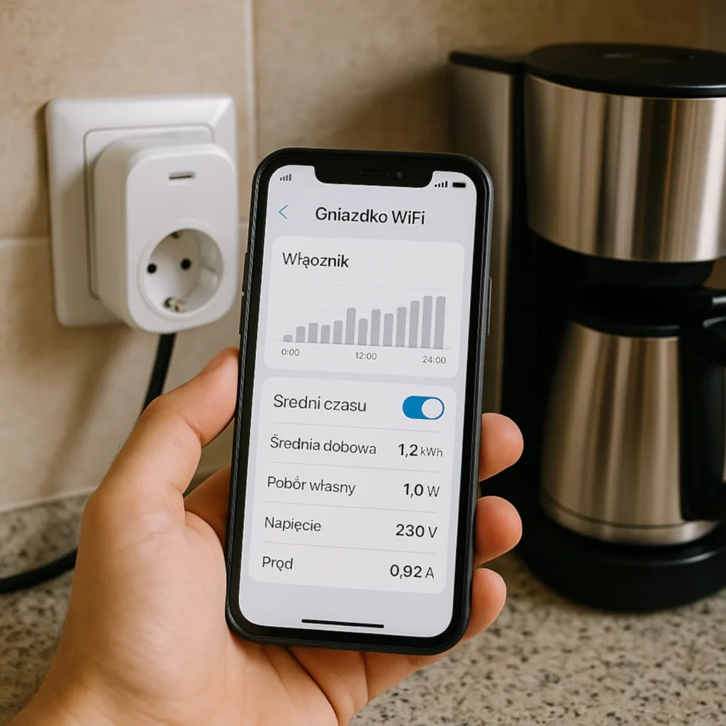 Gniazdko WiFi w kuchni – ekspres do kawy i średnia dobowa 1,2 kWh