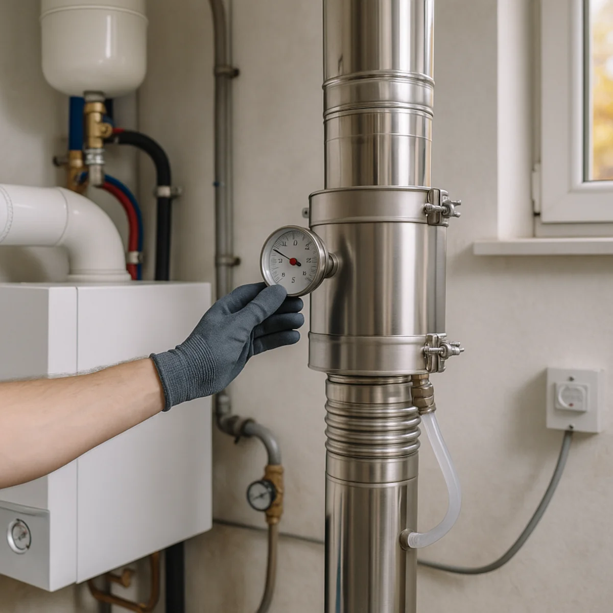 Odzysk ciepła z komina w kotłowni – wymiennik na przewodzie spalin i odpływ kondensatu