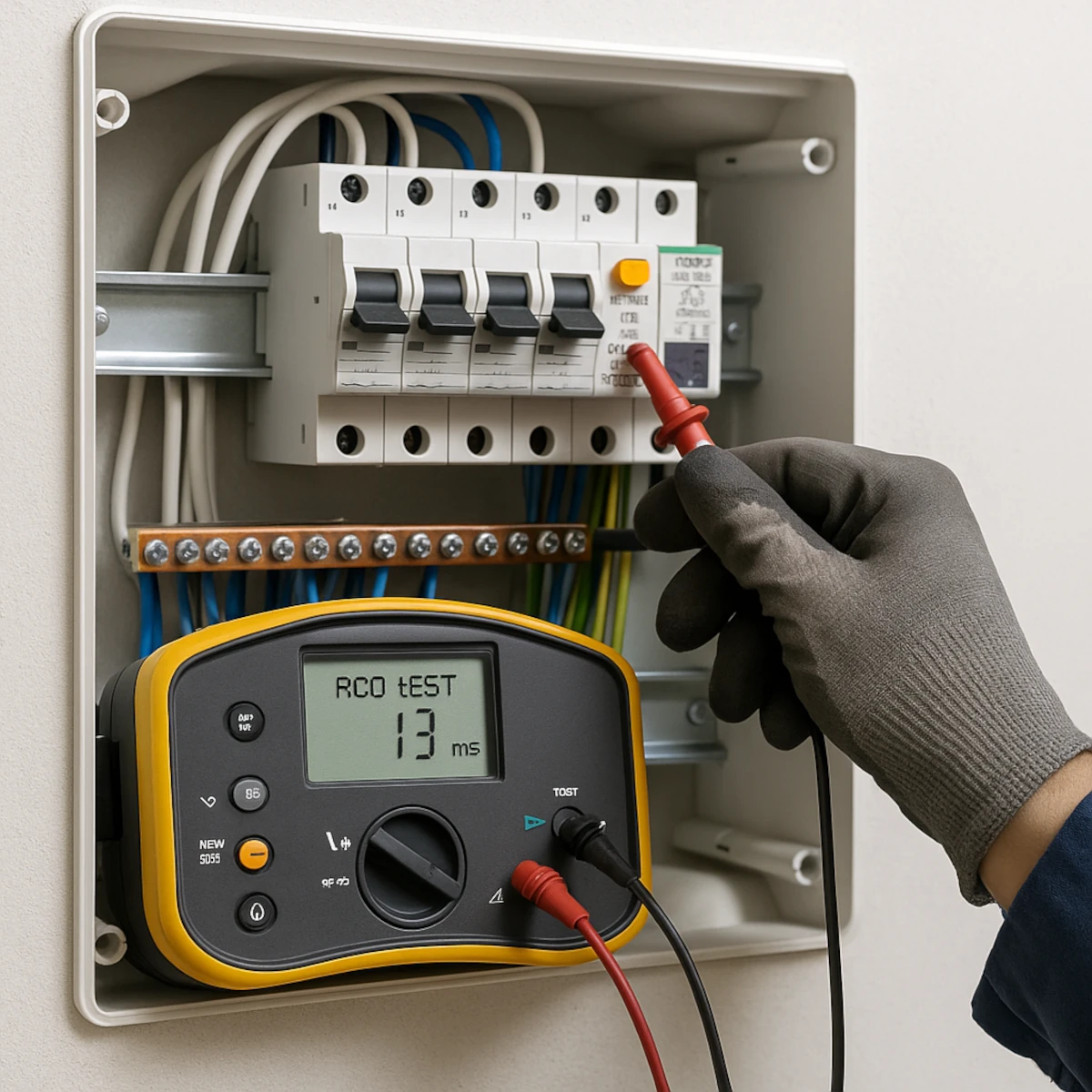 Protokół odbioru instalacji elektrycznej – pomiar RCD w rozdzielnicy mieszkaniowej