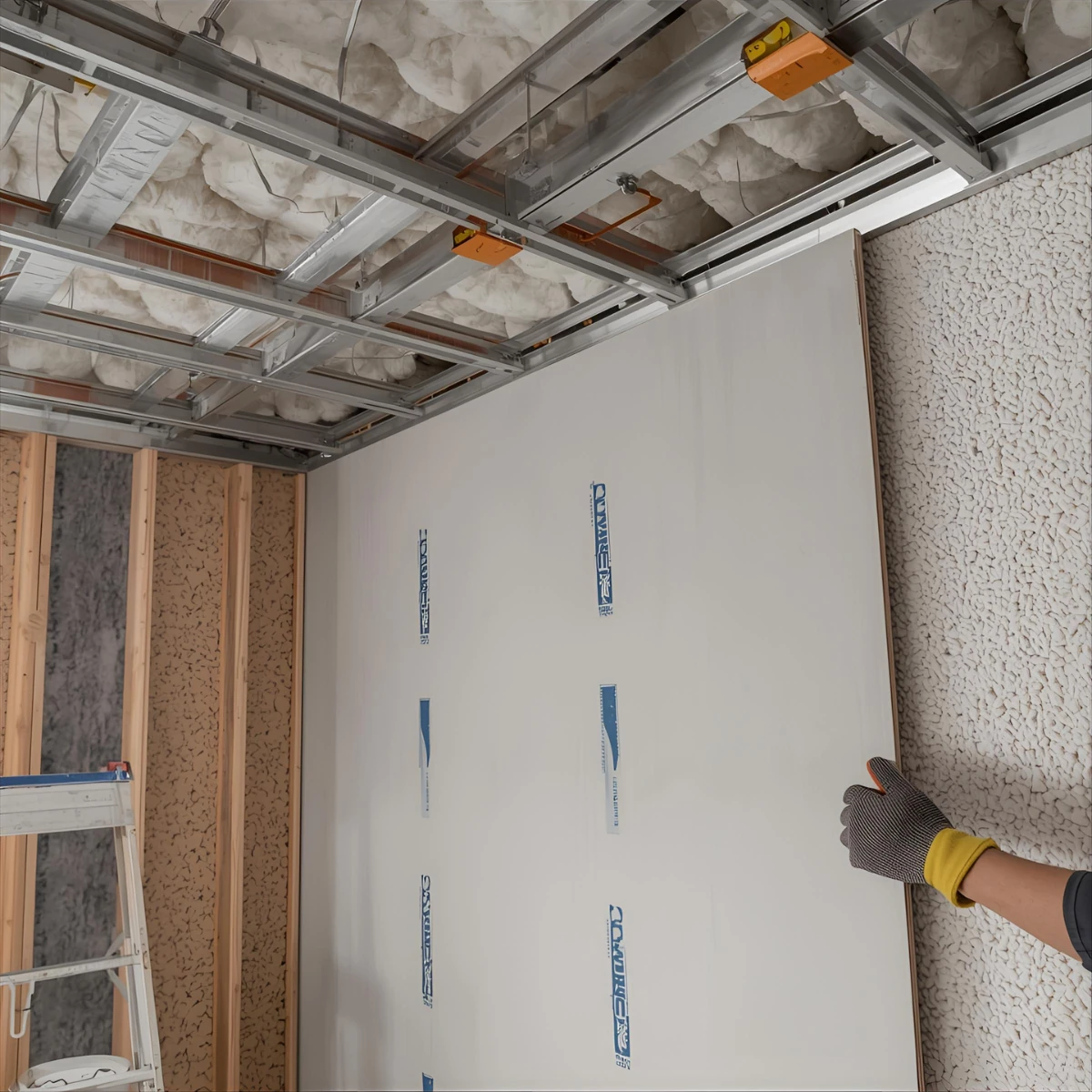 Montaż sufitu podwieszanego na ruszcie akustycznym z wełną mineralną i płytą GK – wyciszenie mieszkania w bloku