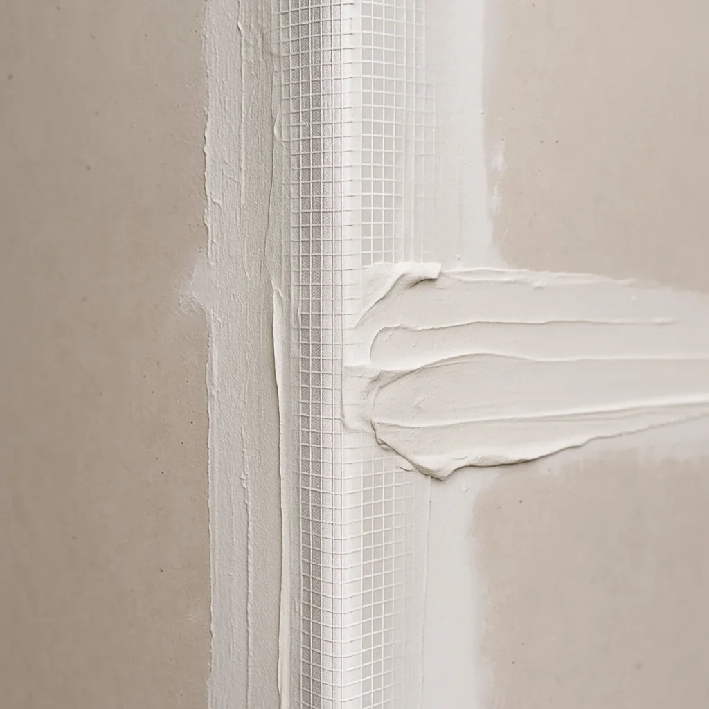 Taśma zbrojąca do narożników na płycie g-k z nałożoną masą szpachlową