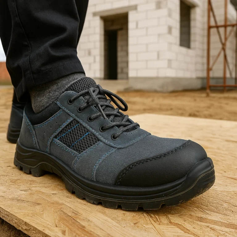 Lekkie buty robocze z podnoskiem kompozytowym na budowie podczas pracy