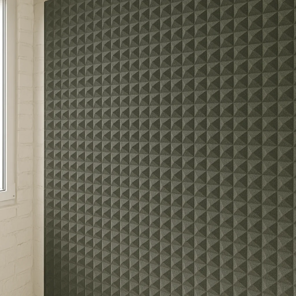 Ściana wyciszona – mata wygłuszająca na ścianę z ciemnych paneli akustycznych