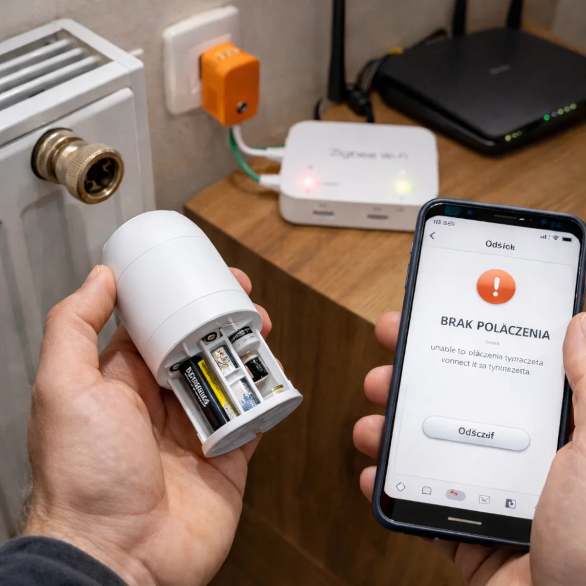 Ogrzewanie smart traci połączenie – termostat na grzejniku i błąd w aplikacji