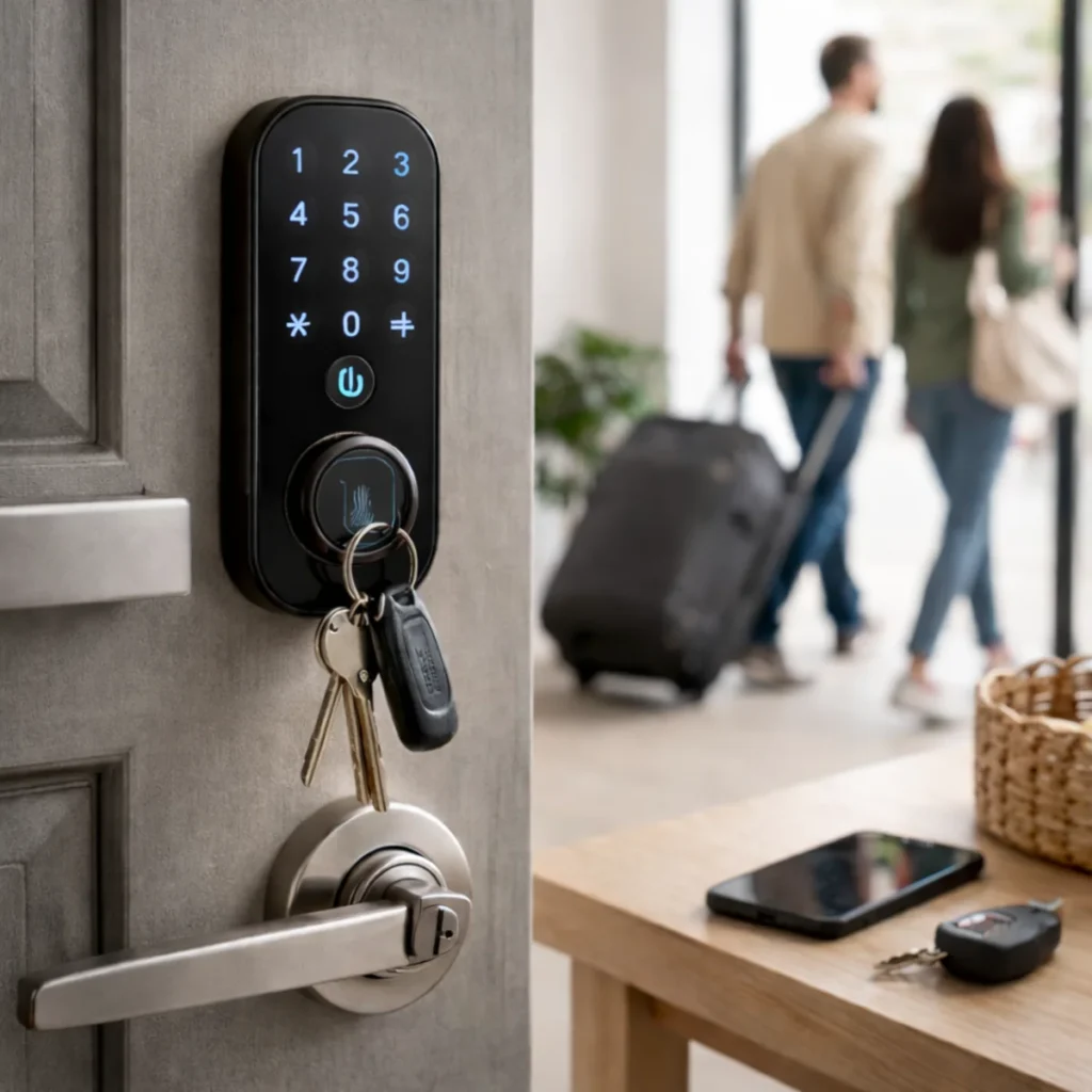 Smart zamek do drzwi z klawiaturą i czytnikiem linii papilarnych – wejście do domu