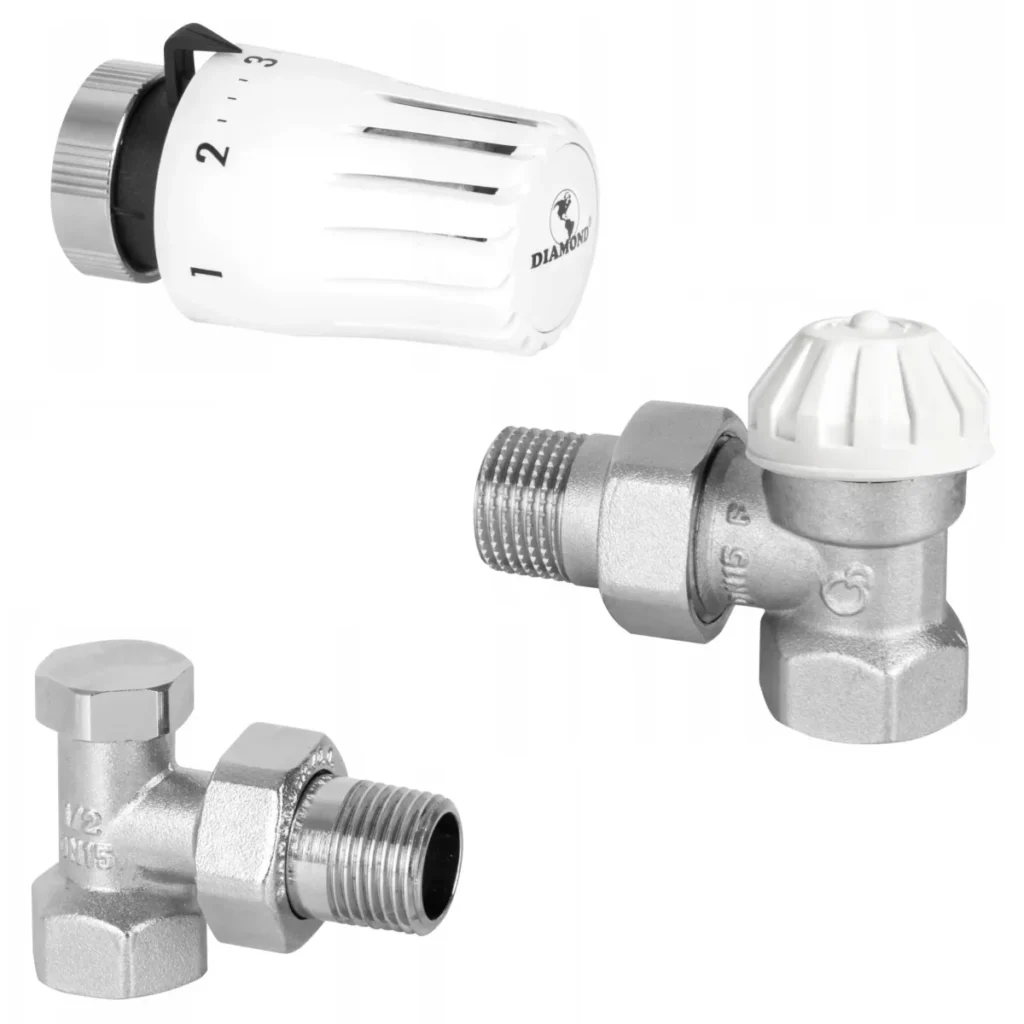 Zestaw termostatyczny do grzejnika – głowica i zawór kątowy