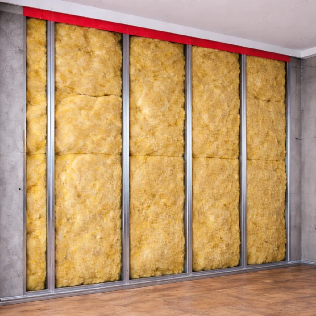 Wyciszenie ściany wełną mineralną między profilami – Nowe Warunki Techniczne 2026