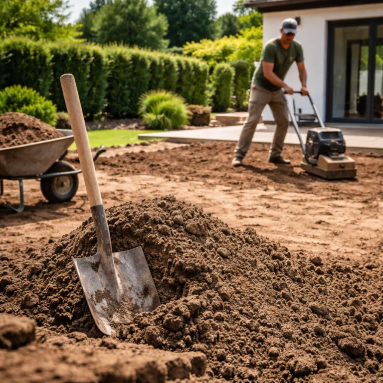 Podniesienie terenu na działce bez pozwolenia – rozplantowanie ziemi i zagęszczanie pod taras