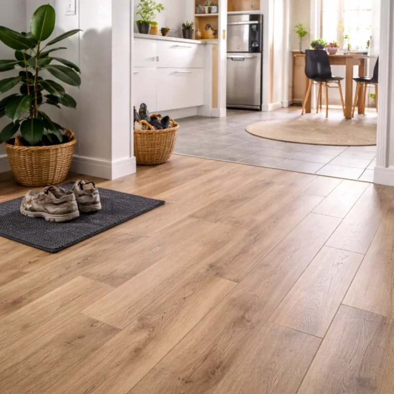 Panele w kuchni i przedpokoju, jedna podłoga w strefie intensywnego ruchu