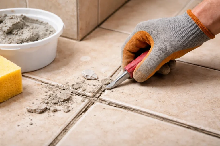 Fuga kruszy się po myciu – usuwanie starej fugi z płytek przed naprawą