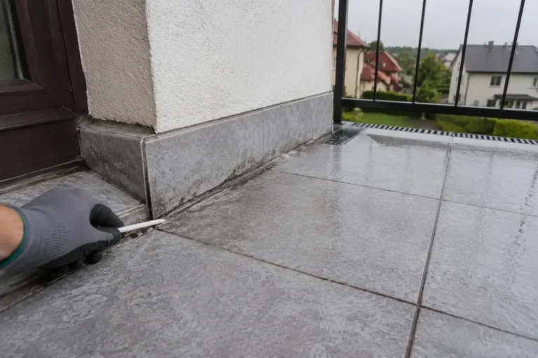 Kontrola nieszczelnych fug i zawilgocenia na balkonie